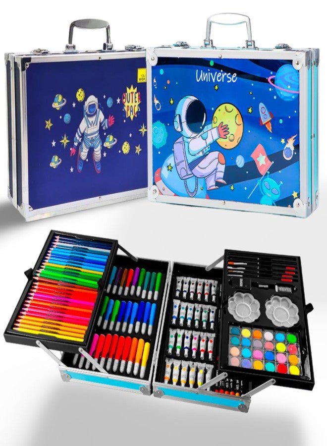 PEACORA Deluxe 145 Piece Unicorn Art & Craft Drawing Set Painting Suitcase Box Birthday Gift for Kids Unleash Your Inner Artist (Outer Space Design) - Image 1